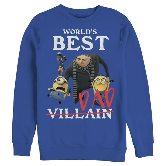 Men's Despicable Me World's Best Dad Gru and Minions Sweatshirt Royal Blue 3X Large