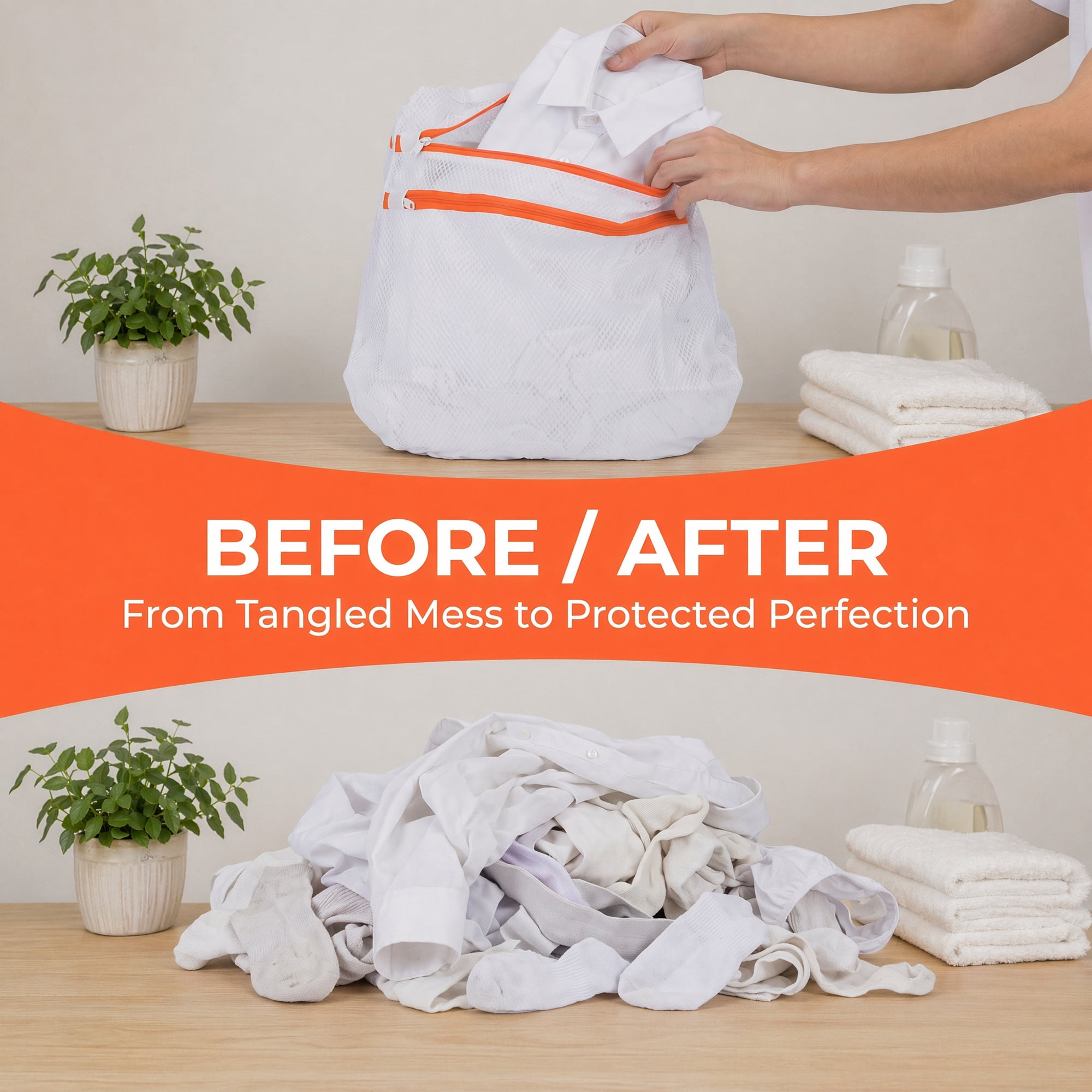 Unique Bargains 2 Pcs Mesh Laundry Bags, Durable Zipper Closure White 15.7"x15.7"