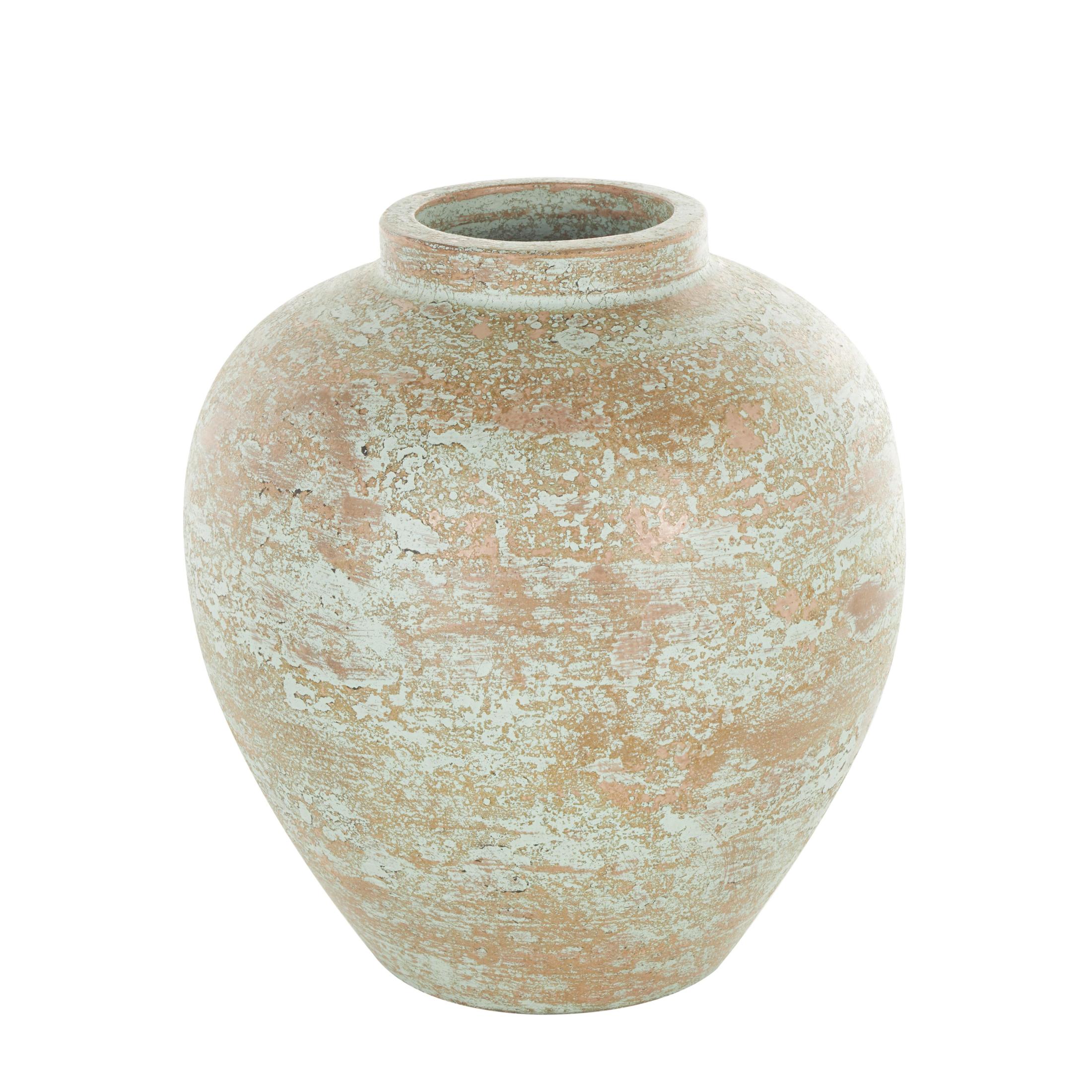 DecMode 12" Antique Style Textured Patina Brown Ceramic Vase