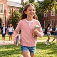 thumbnail image 3 of FAIWAD Girls School Uniform Knit Cardigan Kids Unisex Classic Solid Color Long Sleeve Button Down Sweater Cardigan, 3 of 9