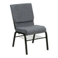 thumbnail image 2 of (10 PACK) 18.5'' Wide Light Gray Fabric Church Chair with Book Rack and Gold Vein Frame - Multipurpose Stackable Office Side Chair, 2 of 7