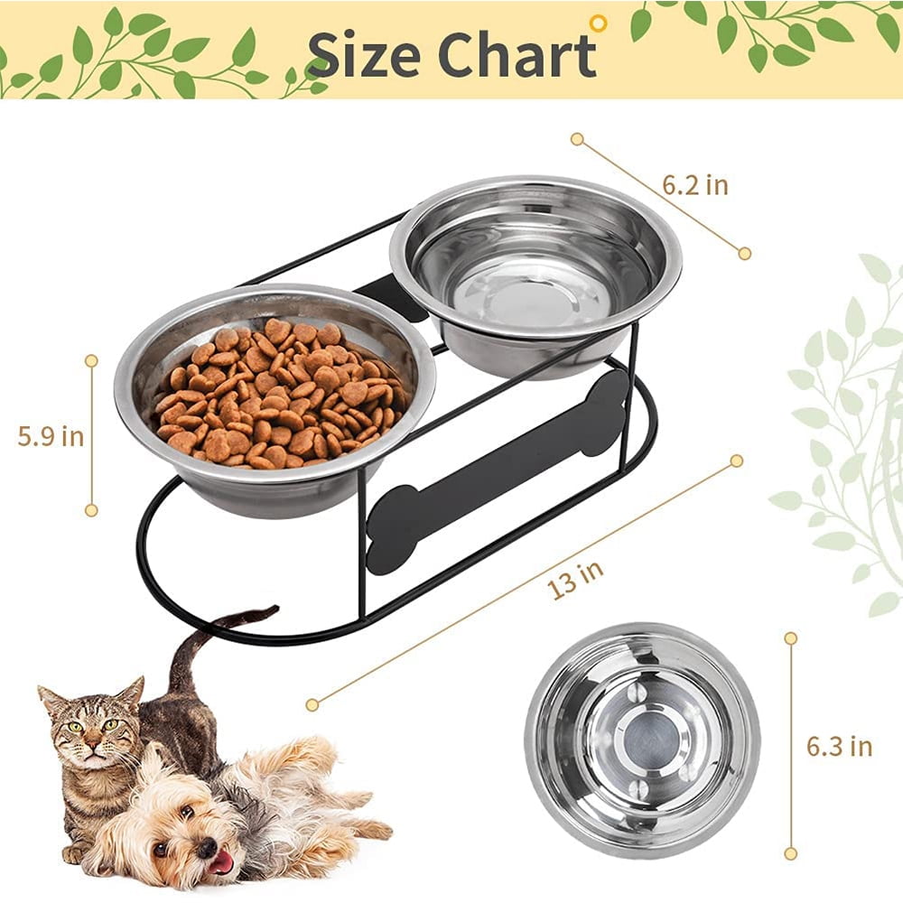 Pupteck Adjustable Dog Feeder with 2 Bowls - Raised Stainless Steel  Elevated Pet Feeder for Medium Large Dogs