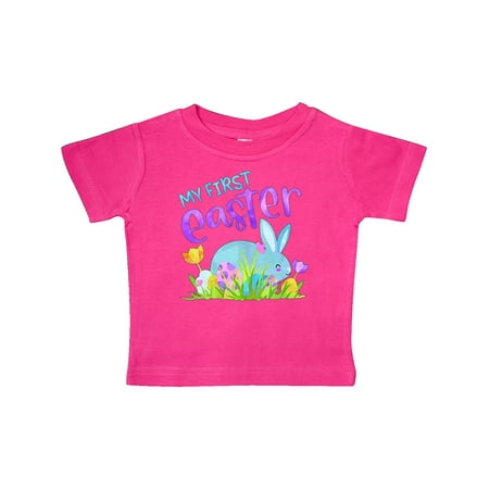 

Inktastic My 1st Easter Blue Bunny and Eggs in Grass Gift Baby Boy or Baby Girl T-Shirt
