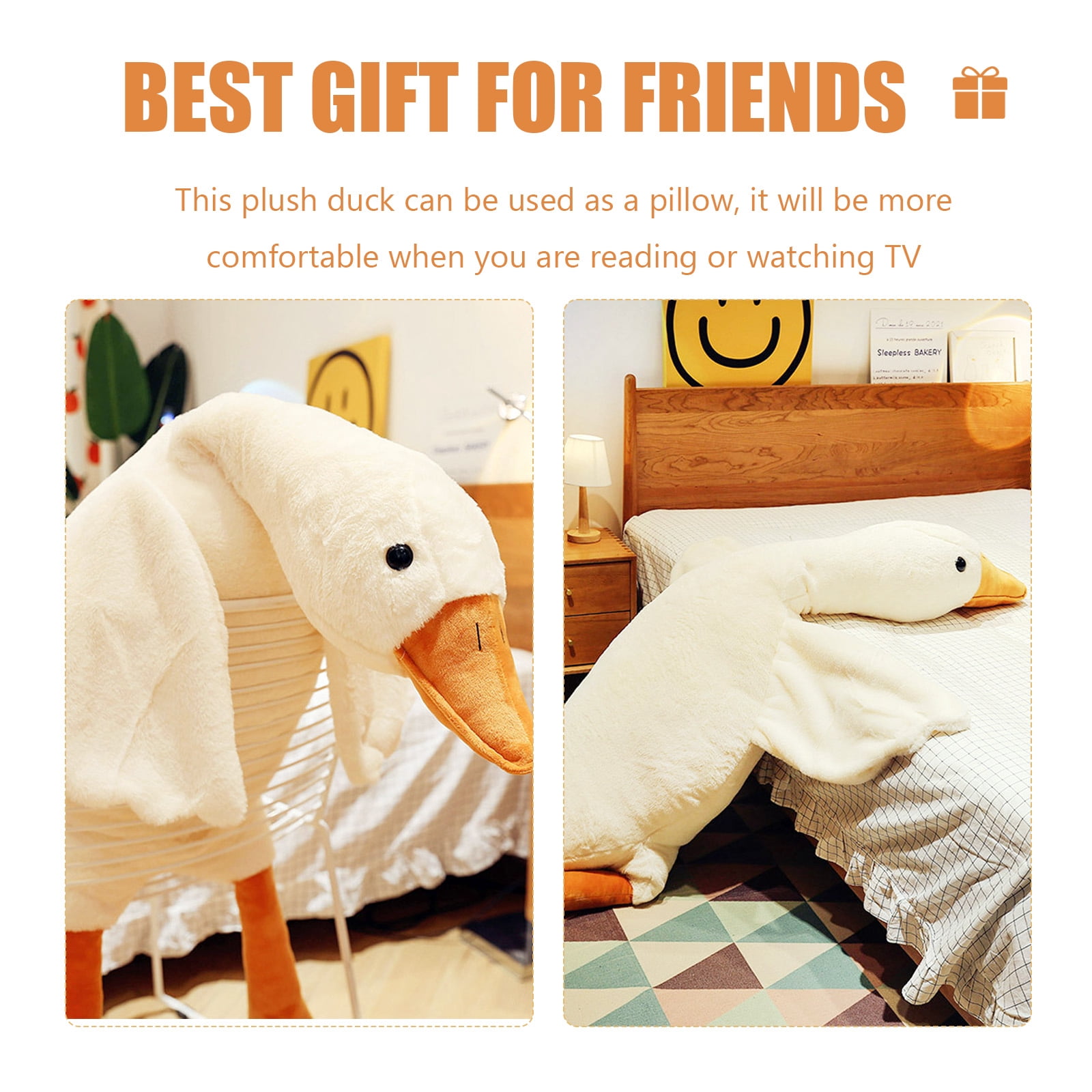 Yvagay Giant Stuffed Goose Plush Toy,Oversized Plush Goose Plush Toy, Cute Swan Stuffed Animal Gift for Kids and Friends, 62.99 inch
