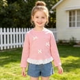 thumbnail image 2 of Emitonse Toddler Boys Girls Long Sleeve Tees Girls' Cute Casual Bow Knotted Lace Edge Cardigan Top For Babies Long Sleeved Pink,Size 3-4 Years, 2 of 7