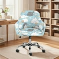 thumbnail image 2 of ZIATUBLES Cat Yarn Ball Print Modern Curved Back Chair Covers with Armrests Stretchable Accent Dining Room Chair Slipcovers Removable Swivel Vanity Office Desk Armchair Protector, 2 of 7