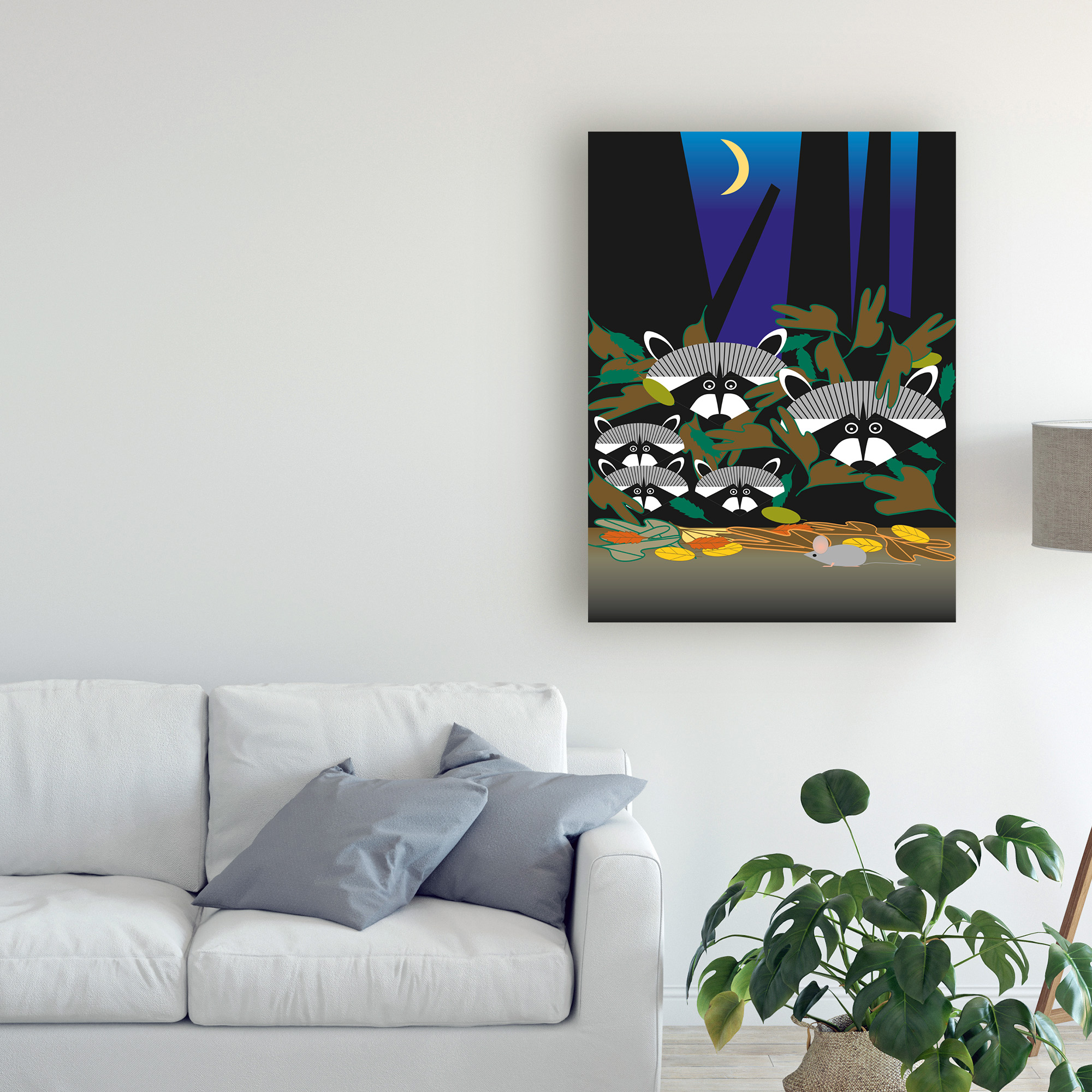 Trademark Fine Art 'Raccoon Family' Canvas Art by Marie Sansone