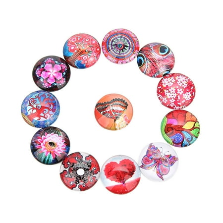 

1 Bag 20pcs DIY Jewelry Supplies Gems Glass Sticker Round Patches for Pendant Jewelry Making (Mixed Color 20mm)