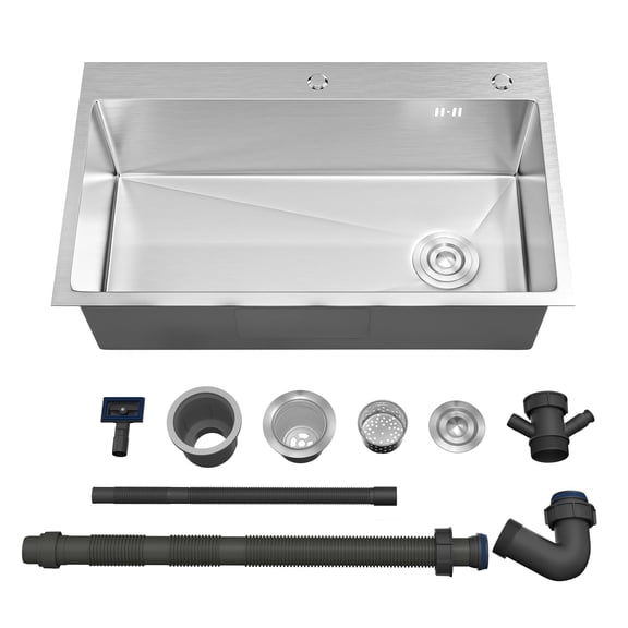 Vmopu 30 x 18 Inch Drop in Kitchen Sink, Single Bowl Stainless Steel with Accessories, Undermount Sink for RV, Prep Kitchen & Bar