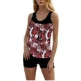 thumbnail image 7 of Blouson Tankini Swimsuits for Women Tummy Control Two Piece Bathing Suits with Sporty Pockets Swim Shorts, 7 of 7