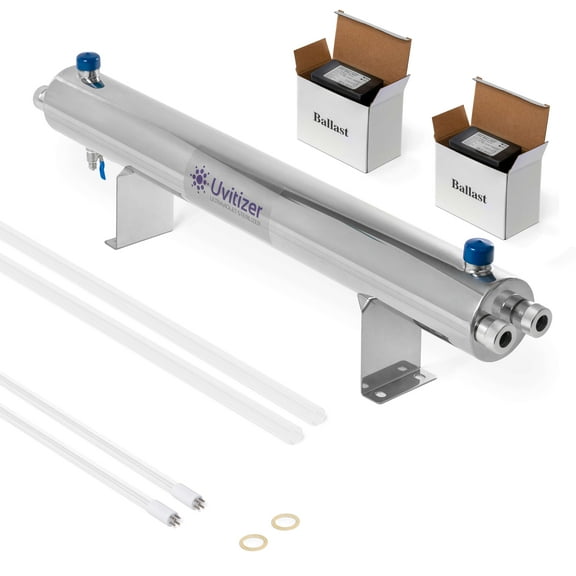Uvitizer Ultraviolet UV Light Bulb Housing with (2) 36? UV-C Bulbs ? for Commercial and Whole House UV Water Filtration Systems ? 24 GPM