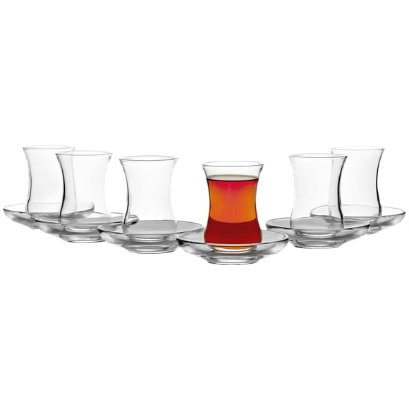Juego de 12 tazas y platillos de té turcos Pasabahce Premium