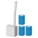 thumbnail image 3 of Juego de 20 cepillos de baño desechables y soporte con construcción de esponja PS, tapa abatible automática y almacenamiento montado en la pared. Incl Blanco, 3 of 9