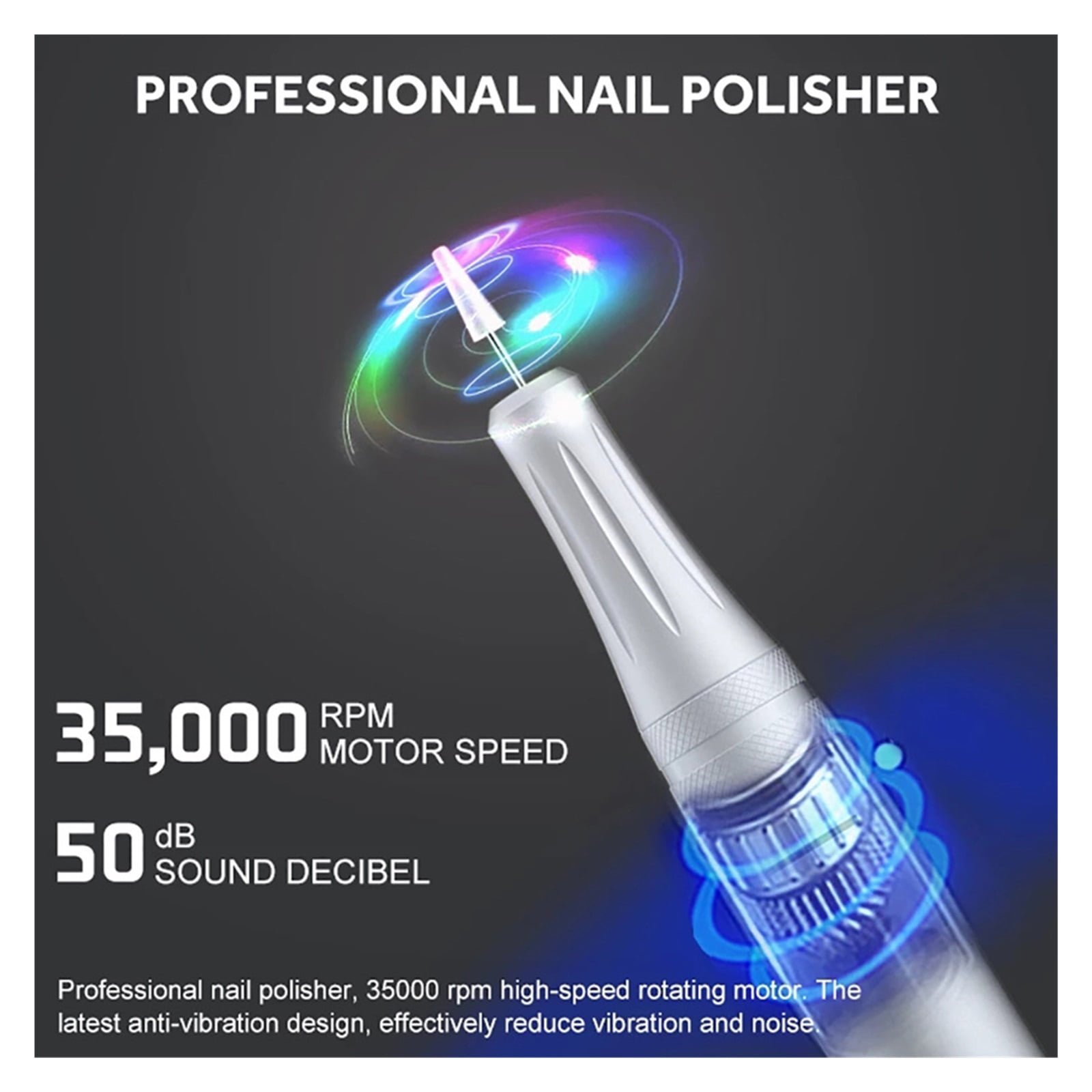 35000 RPM Electric Nail Polish Drill Portable 2 In 1 Electric Nail File With LCD Display USB Charge Professional Tool ,Low Noise