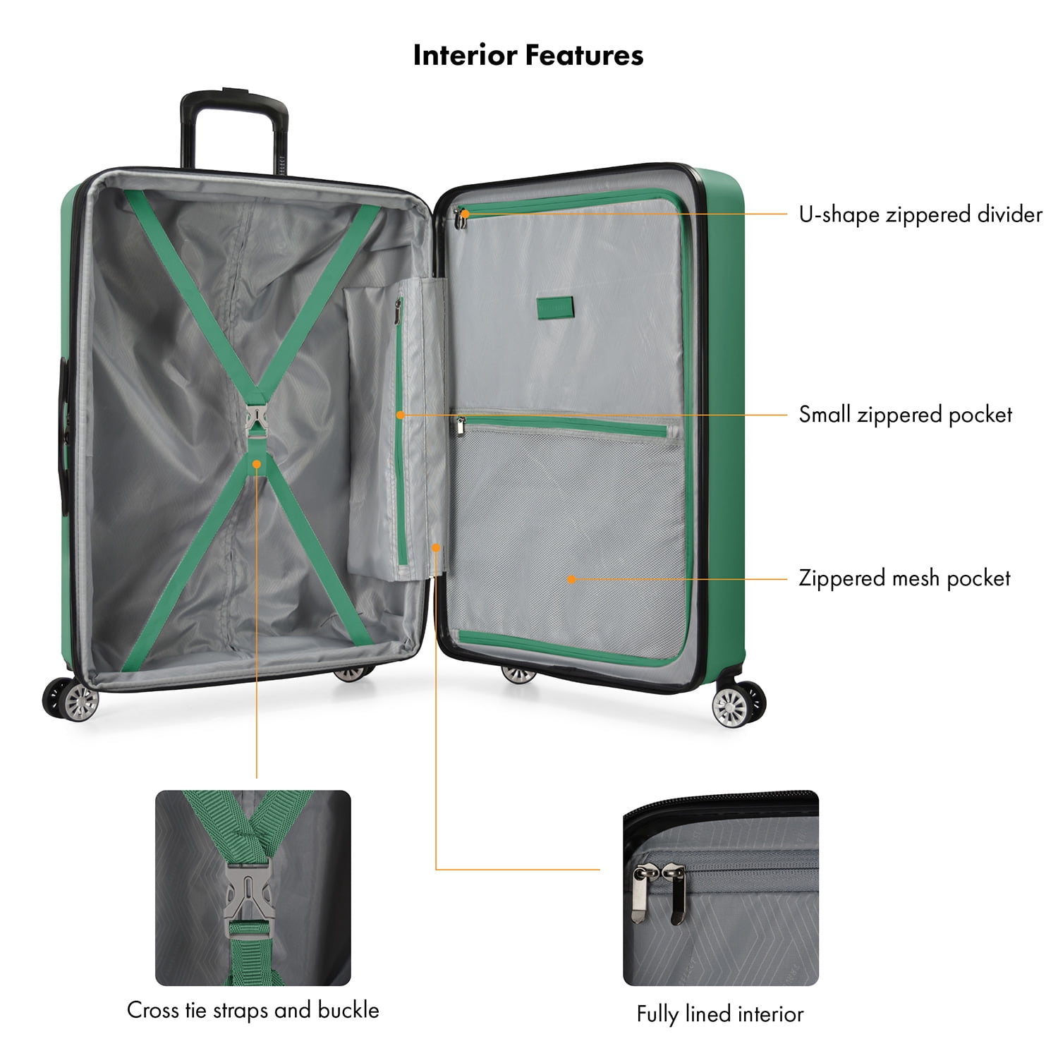 Travel Select Snowcreek Hardside Expandable Spinner Luggage Set w/ USB Port, Green, 2-Piece (21/30)