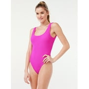 Love & Sports Women's Scooped Back Classic One-Piece Swimsuit, Scrunchy