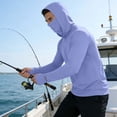 thumbnail image 4 of Maqroz Mens Sun Protection Hoodie UPF 50+ UV Fishing Shirt Long Sleeve Pullover with Face Mask Balaclava Style Lightweight Quick Dry Performance Hiking Jersey, 4 of 8