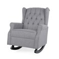thumbnail image 2 of Noble House Dowd Fabric Tufted Wingback Rocking Chair, Gray and Dark Brown, 2 of 9