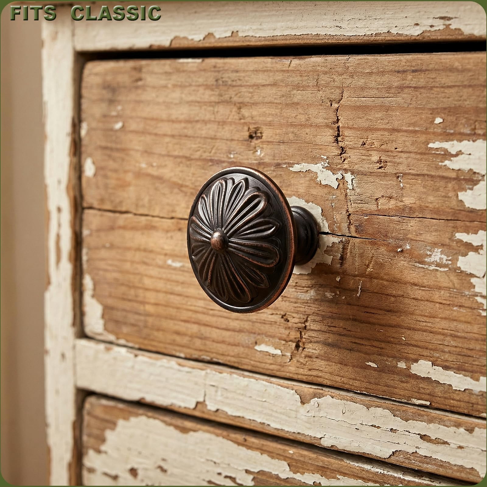 Antique Brass Cabinet Knobs Handles 10 Pack,Solid Zinc Alloy 1.4"Dia Round,Vintage Brass Kitchen Cabinet Handles for Cabinets and Drawers,Drawer Knobs Pulls Vintage Dresser Knobs Closet Door Knobs