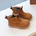 thumbnail image 2 of XXWXYD Baby Boots Boys Toddler Little Kid Warm Furry Winter Ankle Flat Snow Boot Snowproof Solid Color Boots Rubber Sole for Every Cold Day(18-24 Months,Brown), 2 of 9