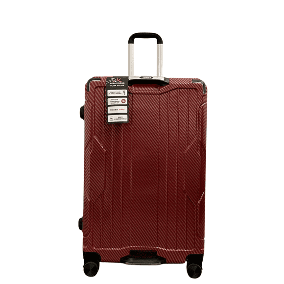 TRAVLR Valise Rigide Moyenne à Imprimé Texturé (25 Pouces) Extensible, Anti-Rayures, Huit Roues Silencieuses Roues et Cadenas TSA - Rouge
