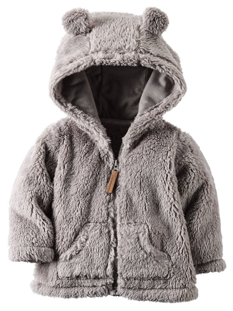 Carter's Carters Baby Boys Sherpa Hooded Jacket Gray