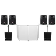 Rockville DJ Package w/(4) 12" Active Speakers+(2) 15" Powered Subwoofers+Facade