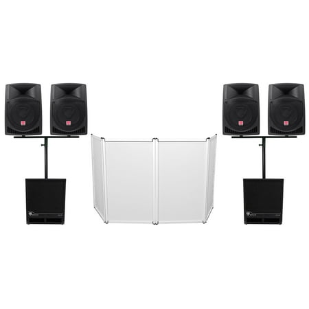 Rockville DJ Package w/(4) 12" Active Speakers+(2) 15" Powered Subwoofers+Facade