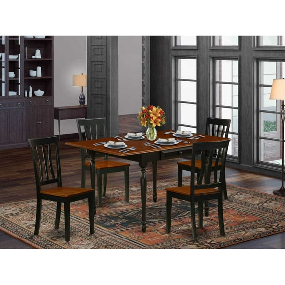 East West Furniture Monza 5-piece Traditional Wood Dining Set in Black/Cherry