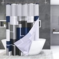 thumbnail image 5 of Black and Grey Shower Curtain Set with 12 Metal Hooks, Black Geometric Shower Curtain Modern Black White Silver Shower Curtains for Mens Bathroom, Decorative Bath Curtain, Water Repellent 72x72, 5 of 6