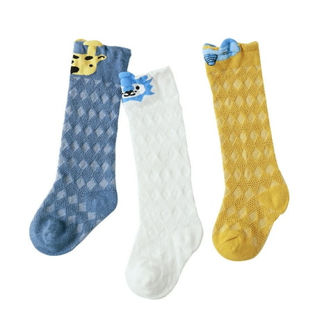 

3 Pair Baby Girl Autumn Knee High Socks Cotton Mesh Socks Newborns Cartoon Animal Baby Boy Socks Leg Warmer 6