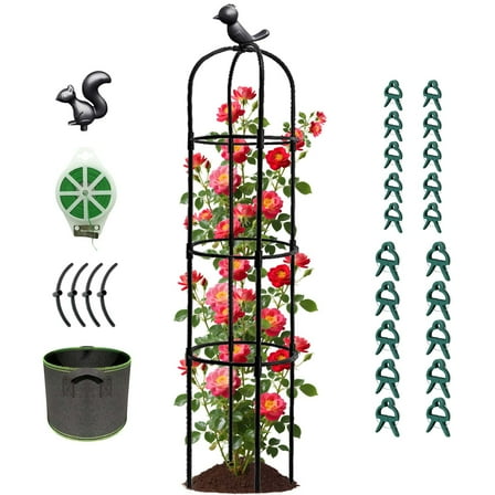 4.26ft Adjustable Metal Garden Trellis for Climbing Plants - Rustproof PE Coated Metal Plant Cages,indoor/Outdoor Plant Support for Roses, Vines, Vegetables