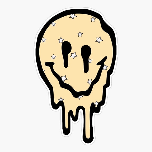 Yellow Drippy Smiley Face Sticker