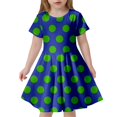 thumbnail image 1 of Robes de Printemps pour Filles Robe d'Été à Pois Ajustée Douce Respirante à Manches Courtes Décontractée Robe Fille Bleue 10 Ans-13 Ans, 1 of 4