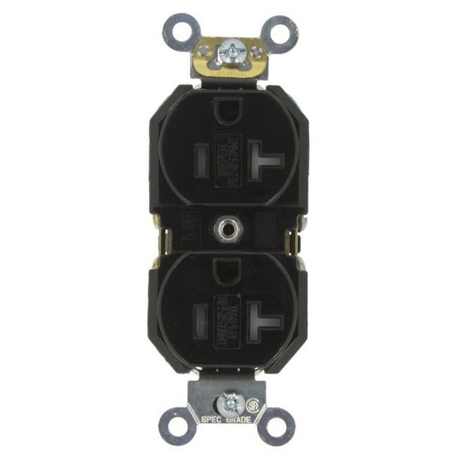 Leviton 233-TBR20-E 20 A 125 V Réceptacle Duplex Résistant aux Manipulations , Noir