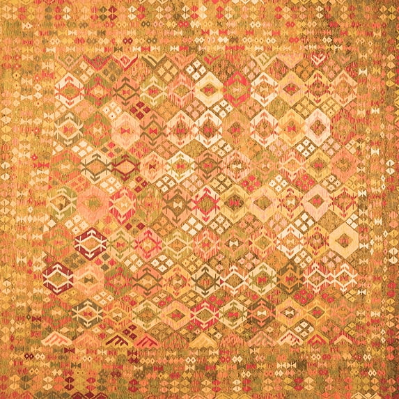 Ahgly Company Indoor Square Southwestern Orange Country Area Rugs, 4' Square