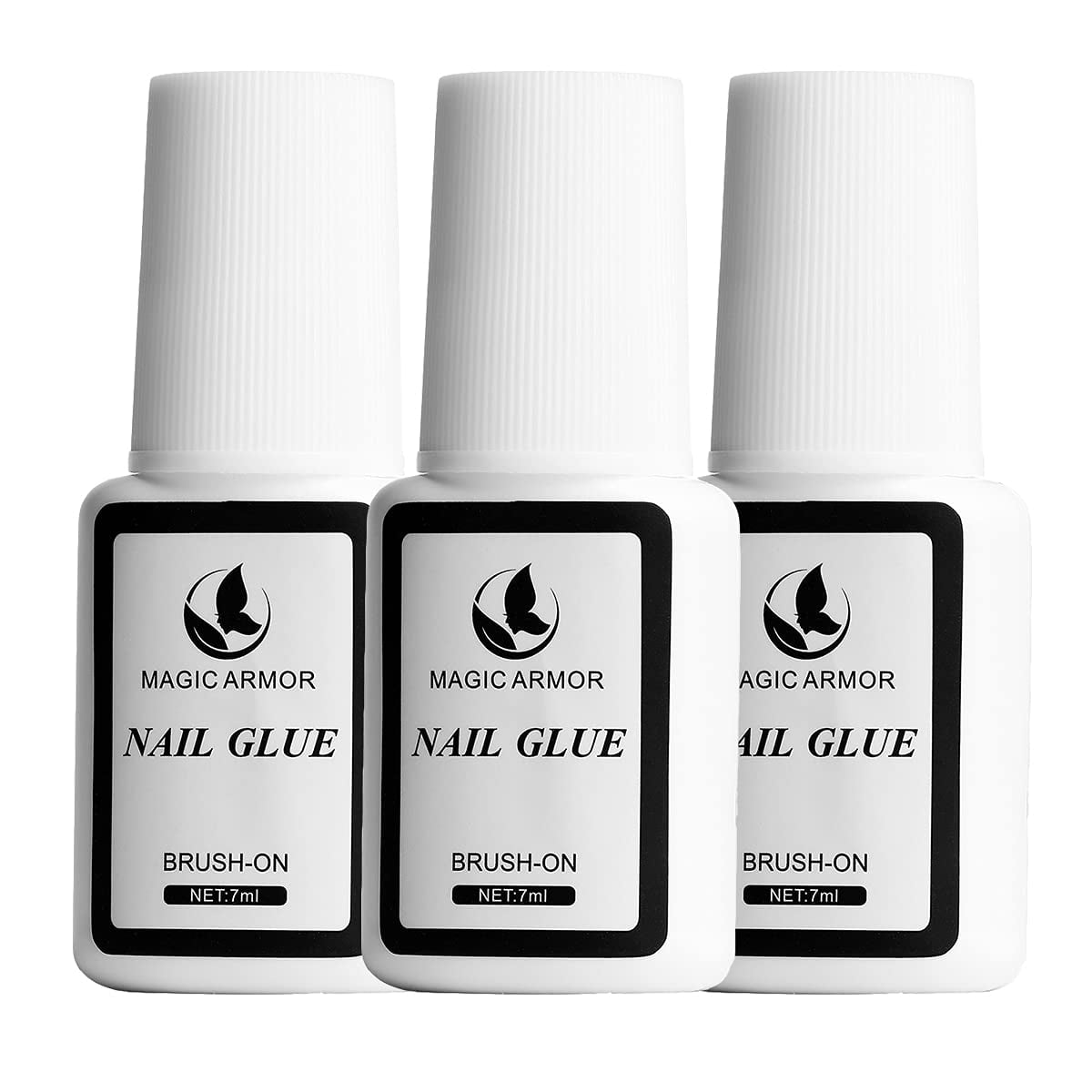 MAGIC ARMOR 3 PCS Super Strong Nail Glue for Acrylic Nails,Super Brush