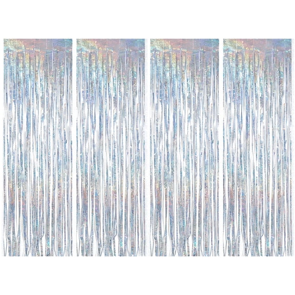 XtraLarge Silver Fringe Party Streamers - 8x3.2 Feet, Pack of 4 | Silver Foil Streamers for Birthday, Graduation & Holiday Decor