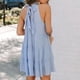 thumbnail image 5 of Vestido De Verano Suelto De Línea A, Vestido Informal Sin Mangas Con Lazo En La Espalda, Dobladillo Con Volantes, Cuello De Hongo Para El Día A Día, Para Fiesta En La Playa Ccdes Otros, 5 of 7
