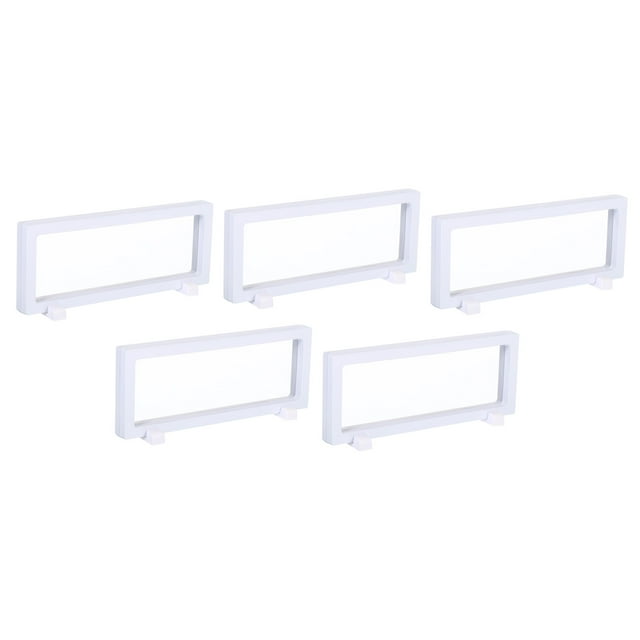 Unique Bargains 3D Floating Display Frame Coin Jewelry Case Holder with Base 9' x 3.5' White 5pcs