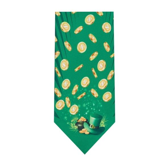 Jacob Alexander Men's Happy Saint Patrick's Day Golden Coins Leprechaun Hat Regular Length Neck Tie - Green Yellow
