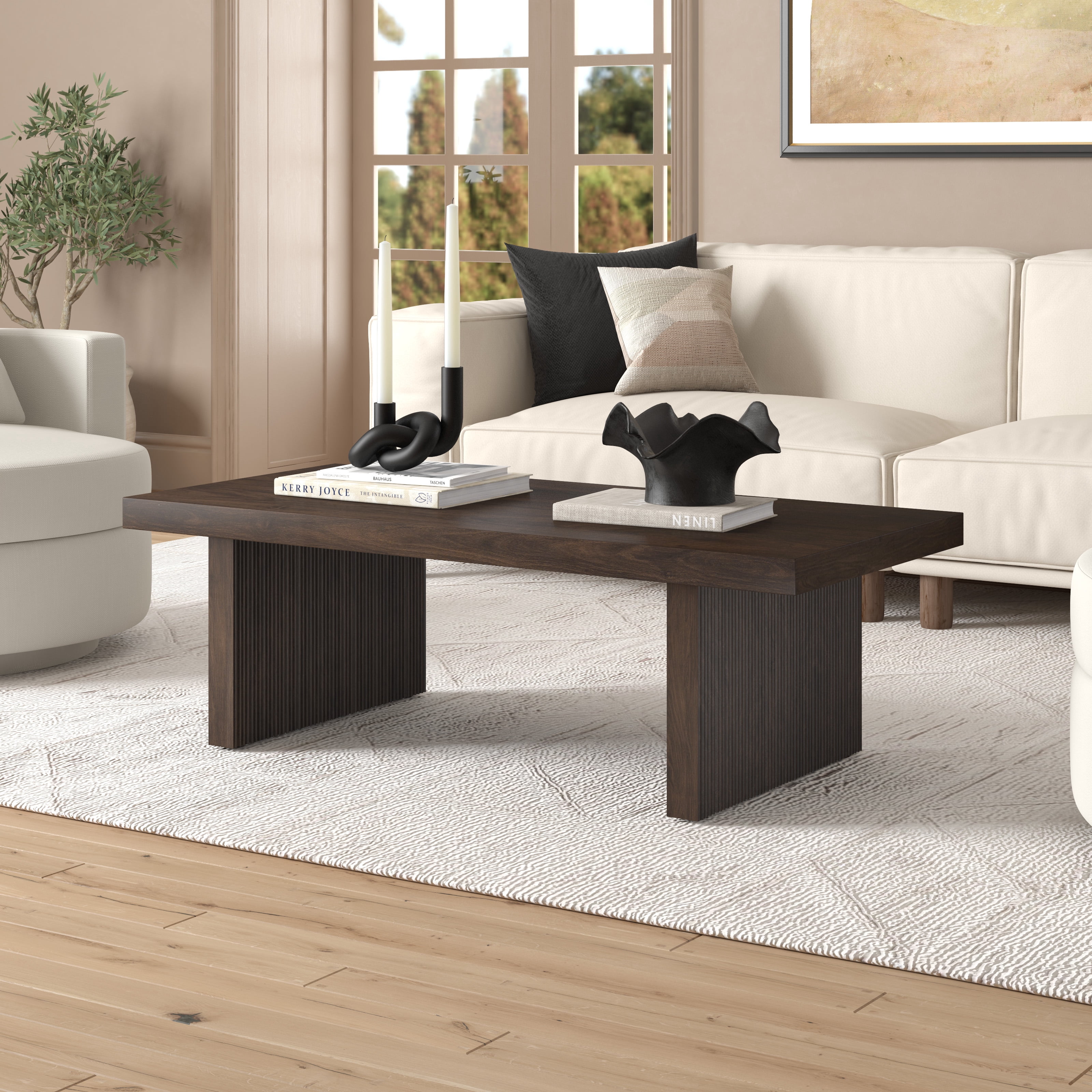 Evelyn&Zoe Modern/Contemporary 48" Wide Alder Brown Coffee Table