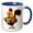 Blue/White, variant on 3drose, Funny Funky Rooster Drinking Cup of Coffee Pop Art, 11oz Magic Transforming Mug