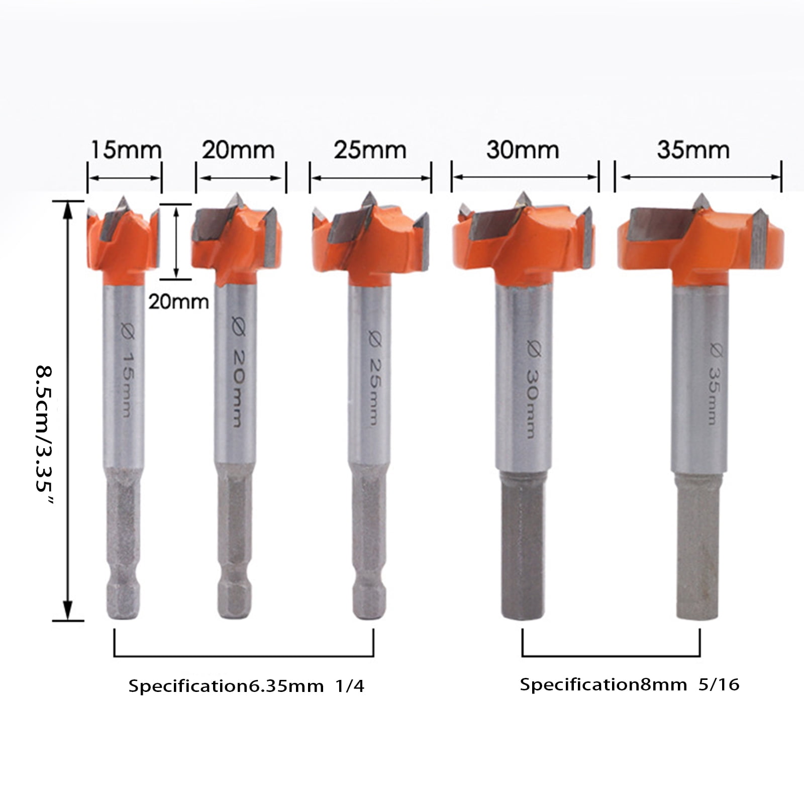 Zeiwohndc 5 Pieces Forstner Bits Wood Drill Set Woodworking Hole Saw Wood Cutter Tool