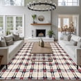 thumbnail image 4 of 5x7 Washable Area Rug, Buffalo Plaid Non-Slip Large Rectangle Rug for Living Room Bedroom, Retro Red Black Linen Pattern Indoor Floor Mat for Home Decor, 4 of 9
