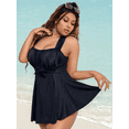 thumbnail image 5 of Wantdo Women's Plus Size Swimsuit One-Piece Swimdress Tummy Control Swimwear Black 18/20 Plus, 5 of 9