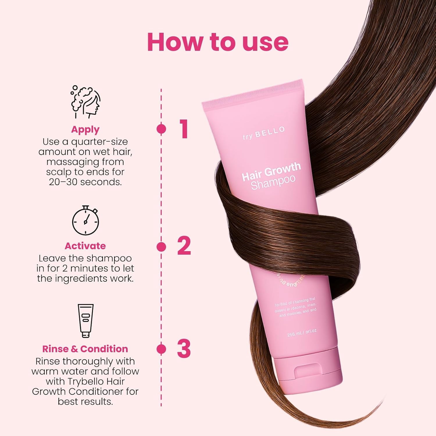 Trybello Hair Growth Shampoo | Natural Hair Thickening & Scalp Detox | Sulfate Free, Vegan, Anti-Hair Fall Formula | Caffeine, Aloe Vera, Turmeric, and Urucum Extract | For Any Hair Type