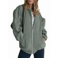 thumbnail image 1 of Sudaderas con Capucha y Cremallera para Mujer, Sudaderas Extragrandes, Conjuntos de Moda Escolar para Otoño, Chaquetas Informales, Ropa de Invierno Verde S, 1 of 9