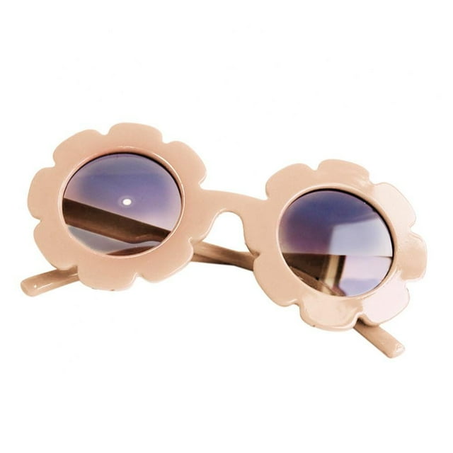 Lunettes de Soleil à Fleurs pour Enfants, Lunettes à Fleurs Rondes pour Tout-Petites Filles, Lunettes de Soleil Mignonnes pour Bébé, Extérieur Plage Colorées
