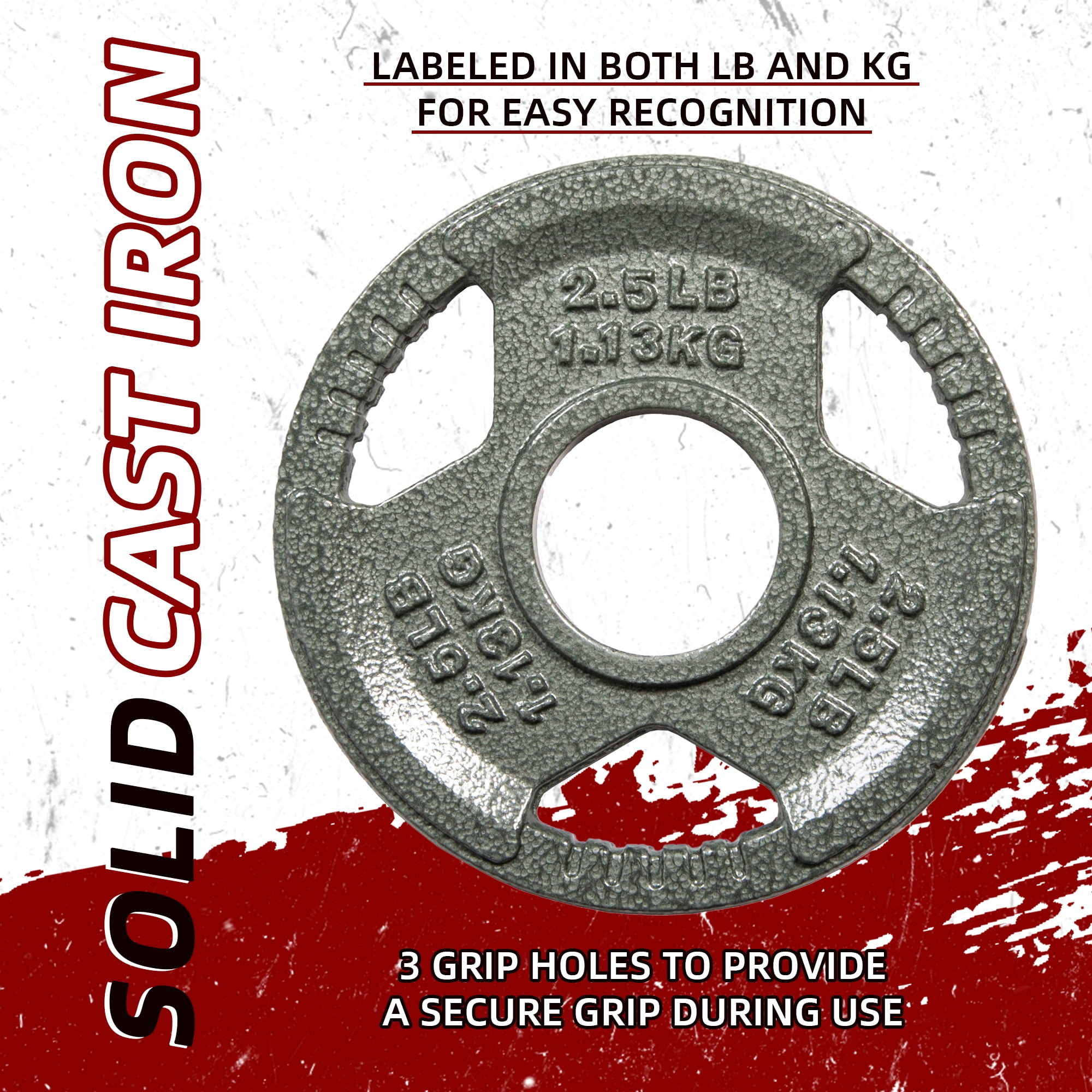 Signature Fitness Cast Iron Weight Plates for Strength Training, Fits 2-Inch Barbell, Multiple Size Options
